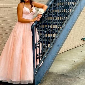 Sparkling blush pink prom dress